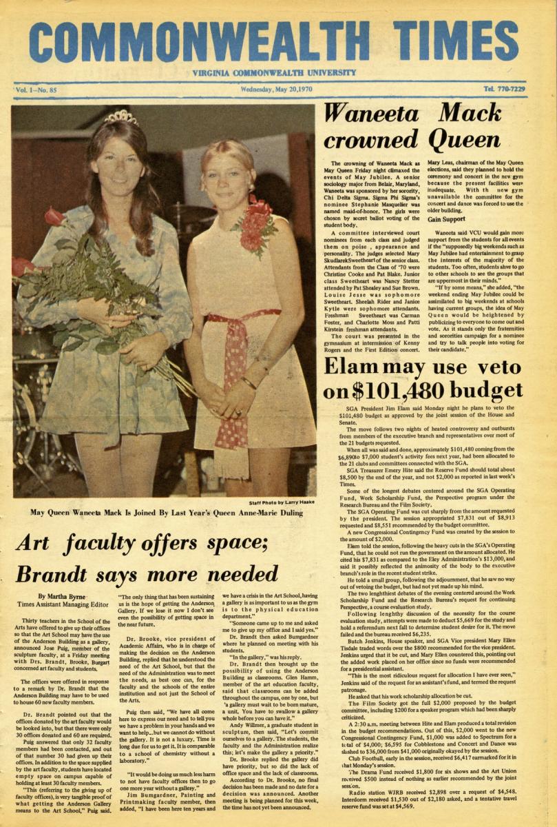 The May 20, 1970, edition of The Commonwealth Times.