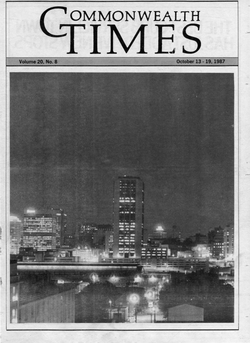 The cover of the Oct. 13, 1987, edition of The Commonwealth Times featured a photo of downtown Richmond.